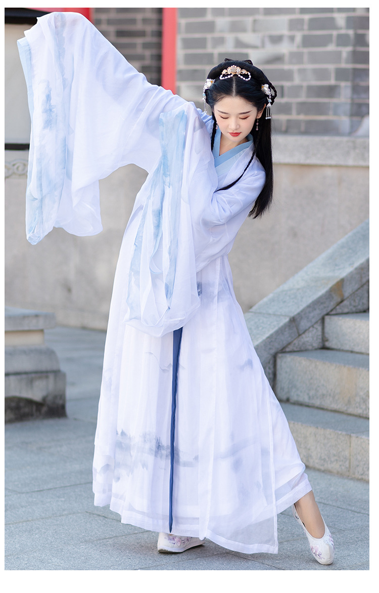 中国风夏装薄纱大袖衫交领汉服男女古装齐腰襦裙清凉薄款古装套装