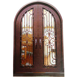 厂家定制  欧式复古锻造铁艺大门 入户铁艺子母门 出口庭院大门