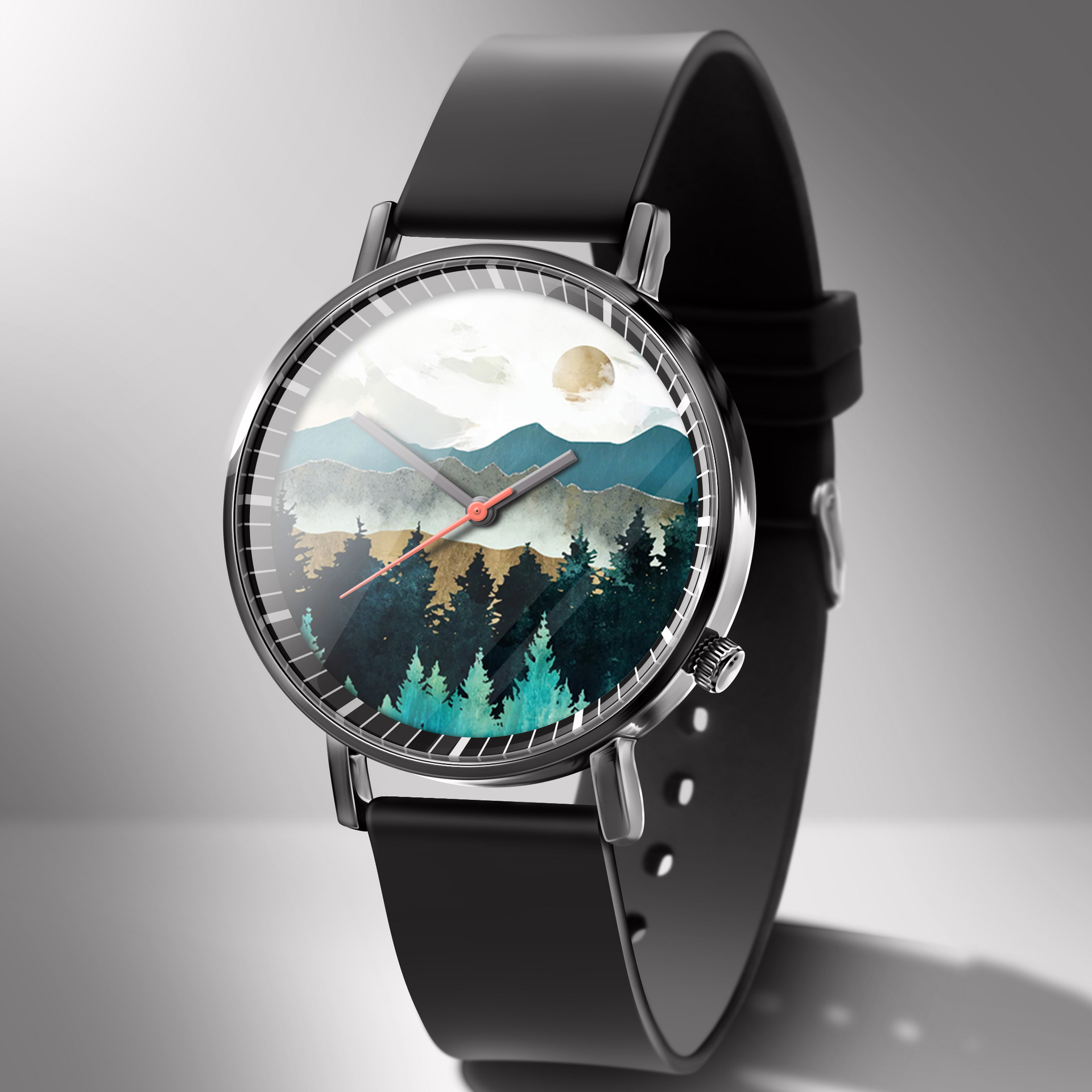 miss white卡通色彩名画复古时尚男士潮流手表腕表石英腕表