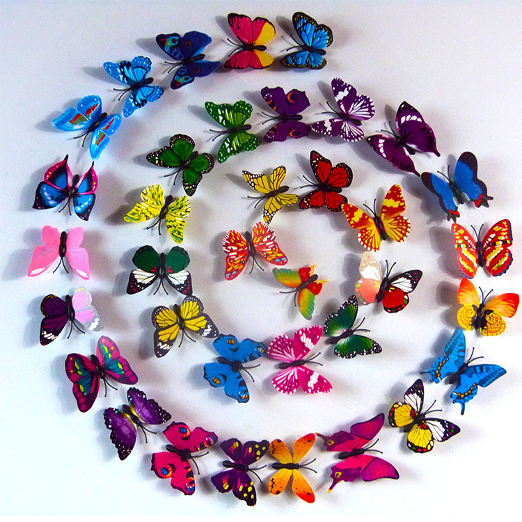 磁铁蝴蝶 6cm仿真蝴蝶立体3d 8只套装3d墙贴立体蝴蝶 儿童卧式贴
