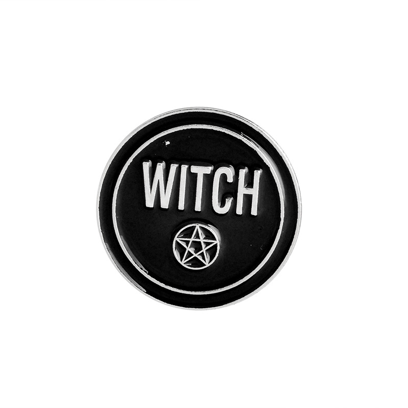 Best Seller in Europe and America Punk Moon Coffin Witch Book Hat Black Brooch Dark Series Vintage Brooch Pin