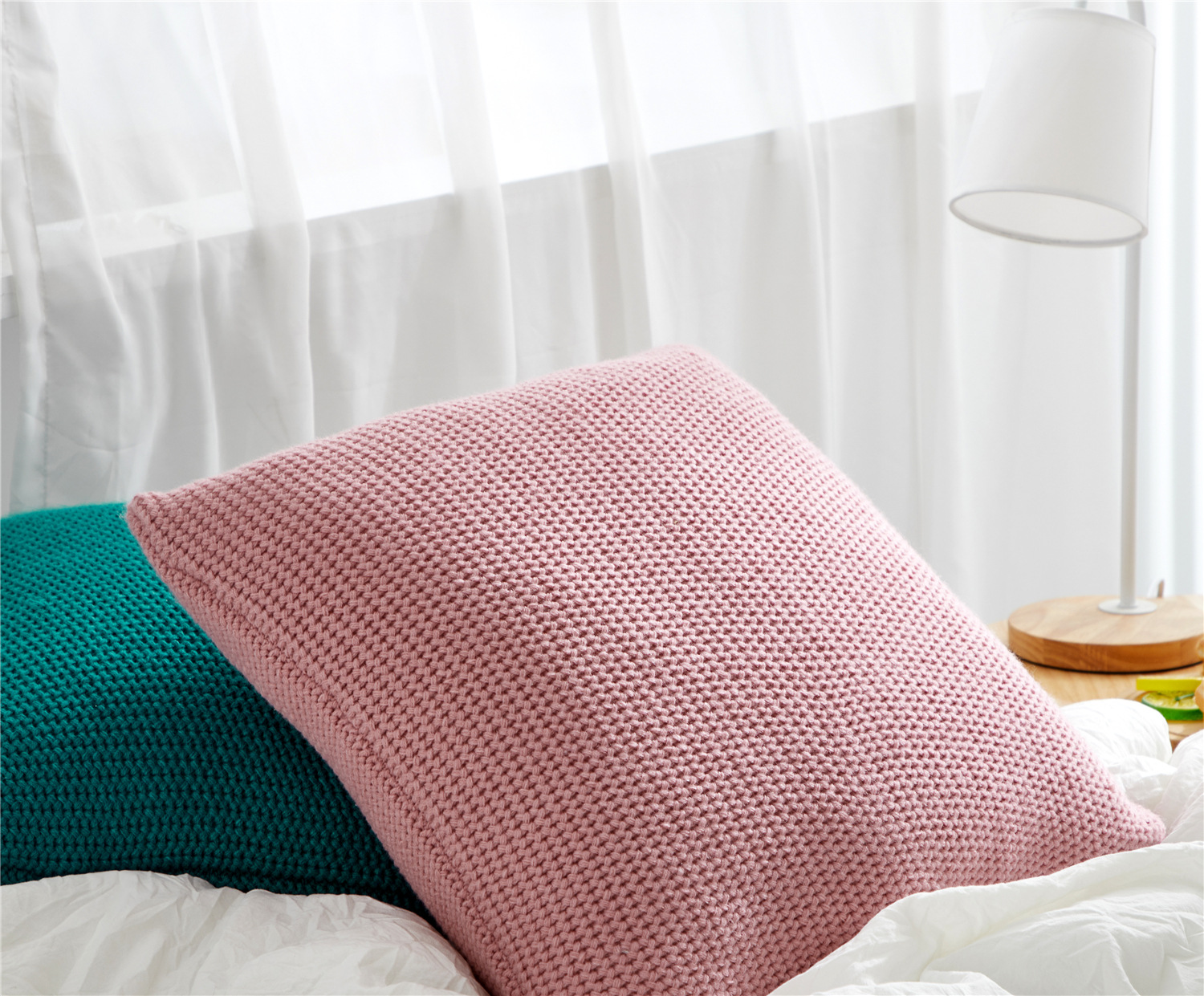 夏沫鱼鳞款针织毛线抱枕靠枕套