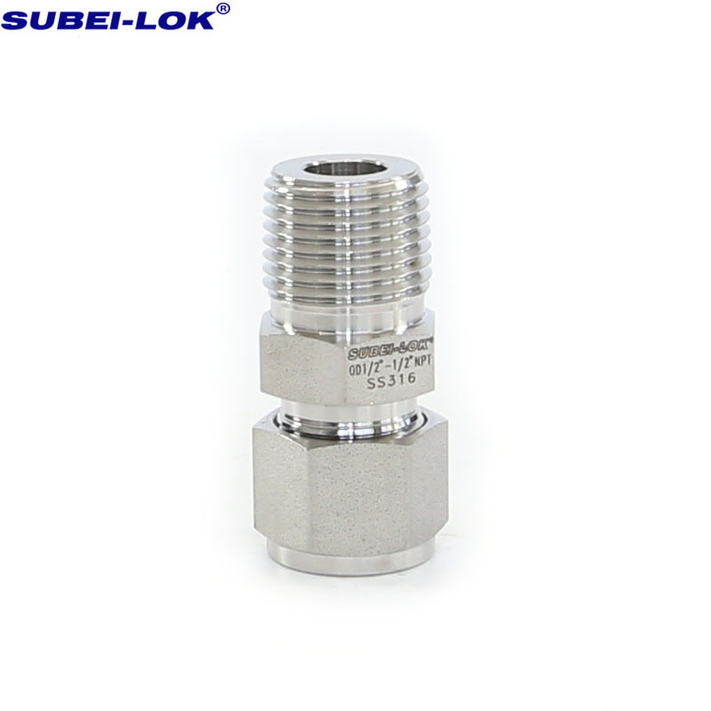 供应高品质mc直通卡套终端接头不锈钢12npt卡套终端接头