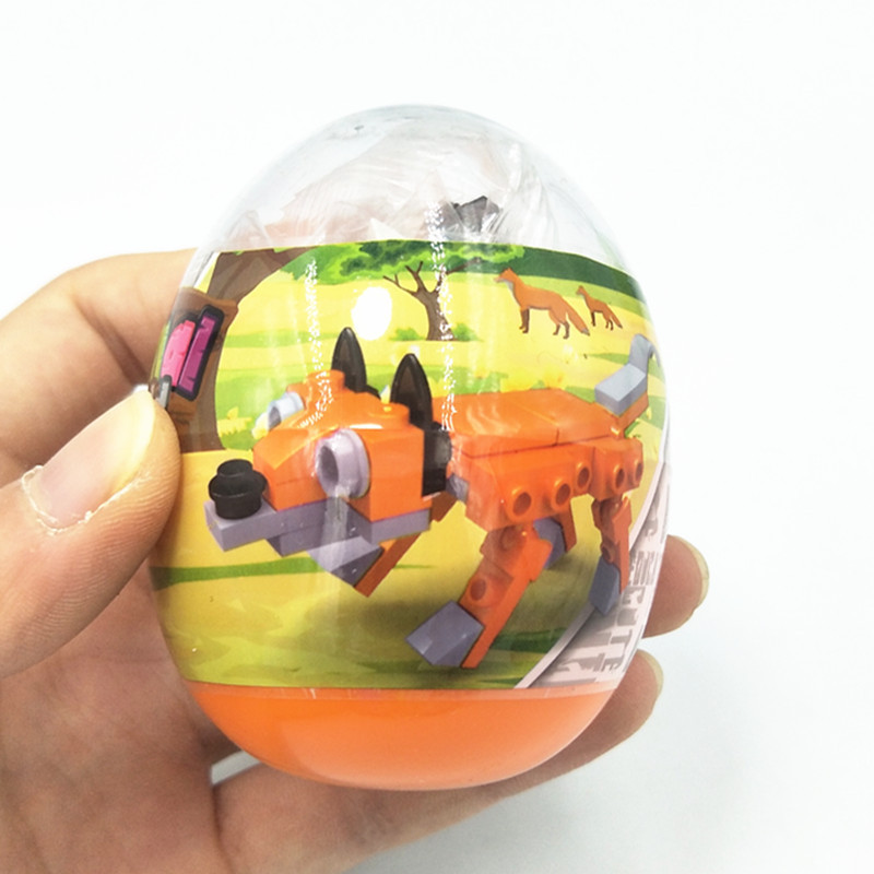 儿童玩具扭蛋积木diy动物世界拼装积木扭蛋儿童益智玩具变形蛋礼