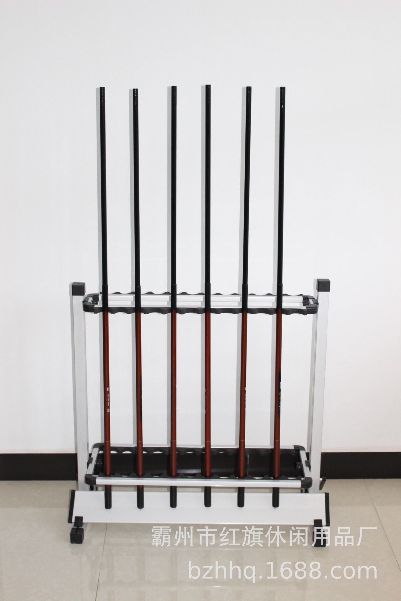 厂家直销新款鱼杆展架 鱼竿摆放架 12孔24孔铝合金鱼竿展示架