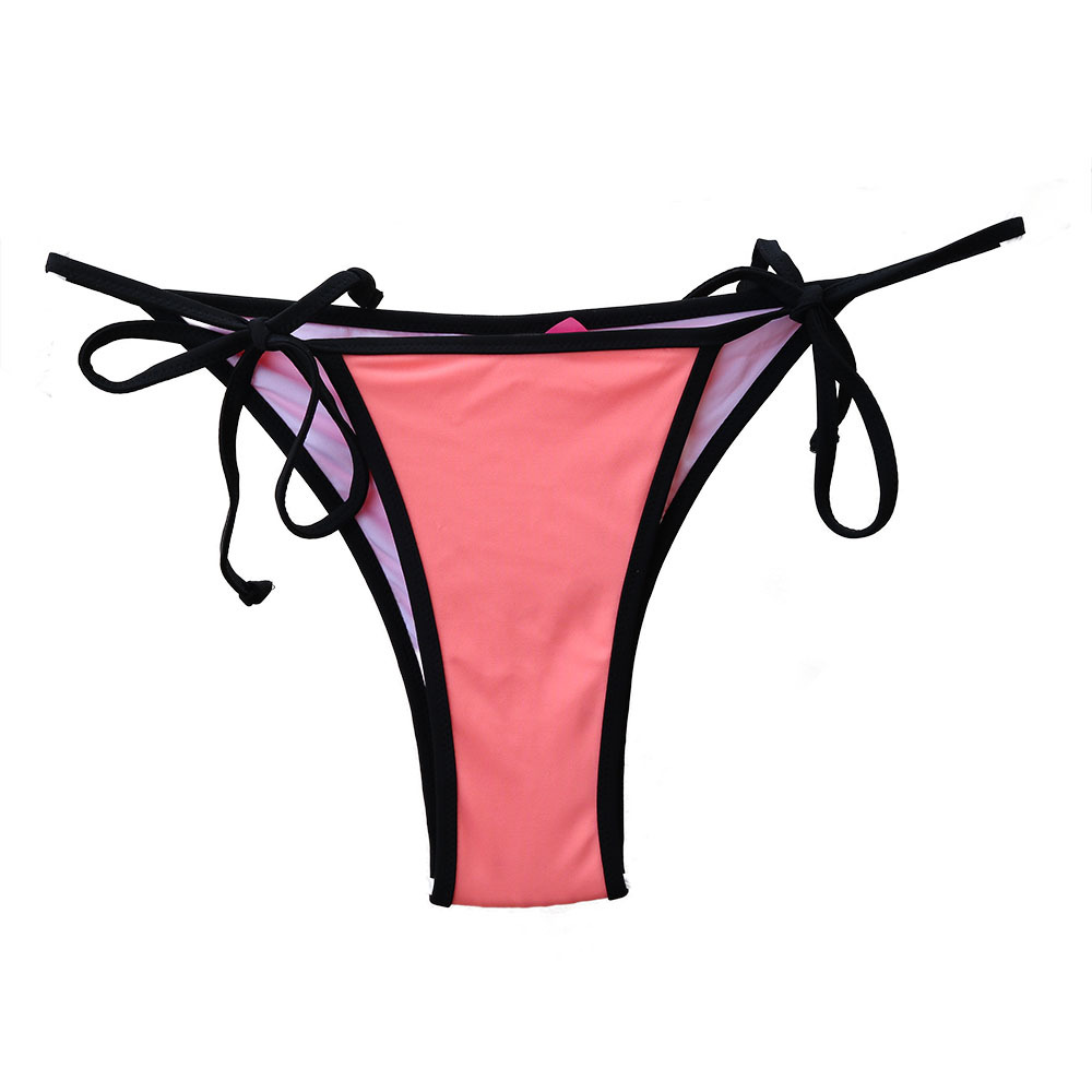 黑色欧美丁字比基尼裤子女式荷bikini bottom泳衣泳裤