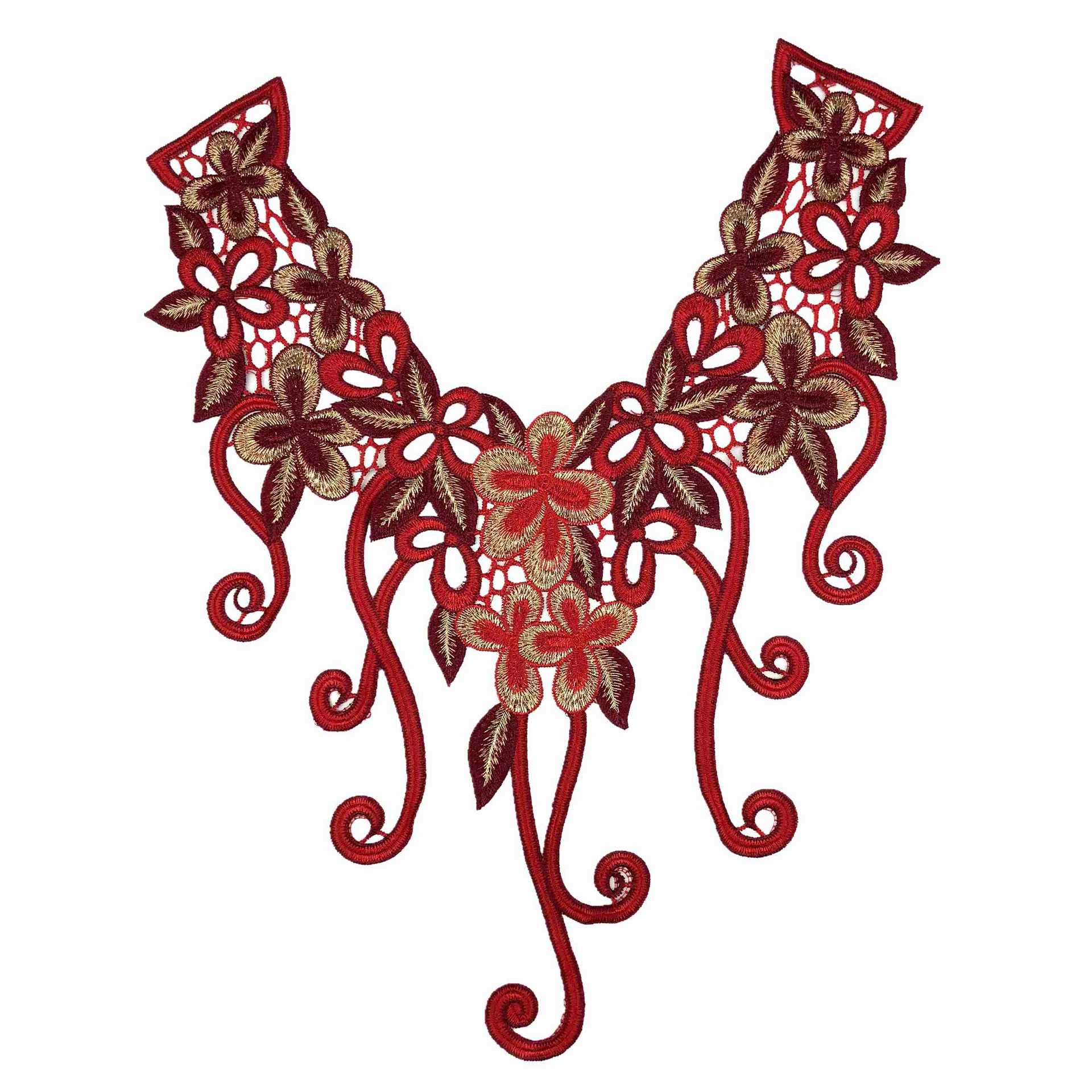 厂家直销 民族风彩色领花 水溶领花 妈妈装中年刺绣领花 服装辅料