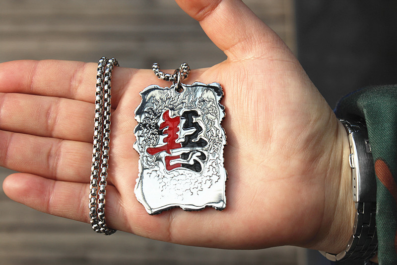 欧美复古宗教吊坠男士善恶一念之间有字方牌潮男嘻哈挂件项链批发