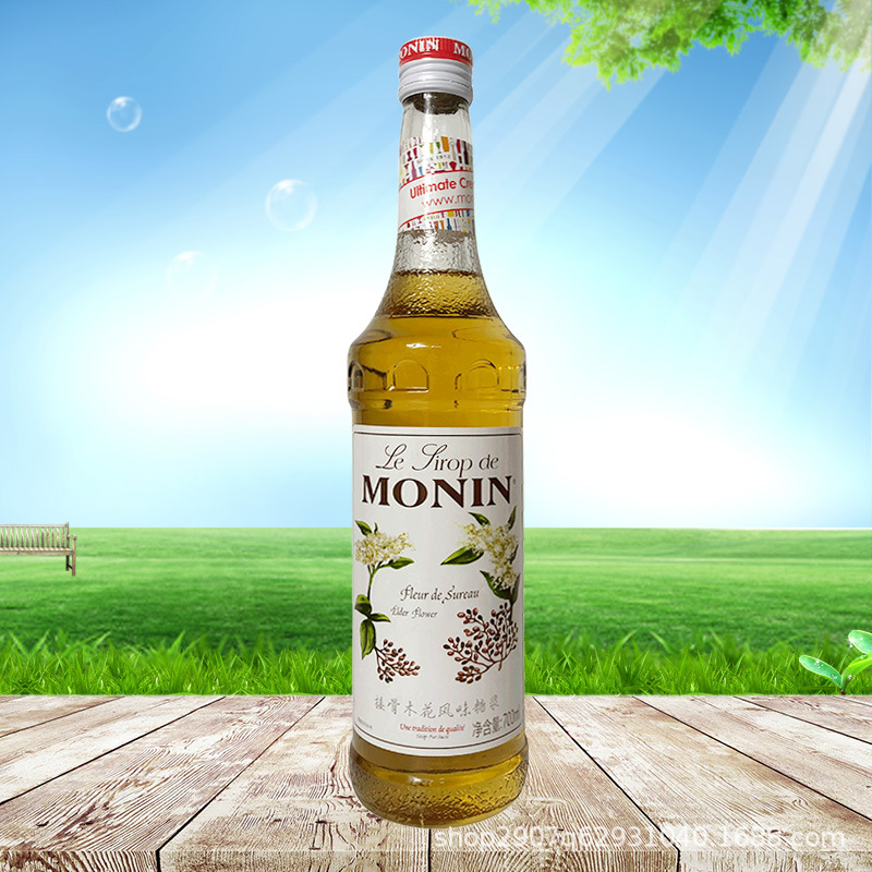 monin莫林接骨木花风味糖浆接骨木花果露700ml 调咖啡鸡尾酒果汁