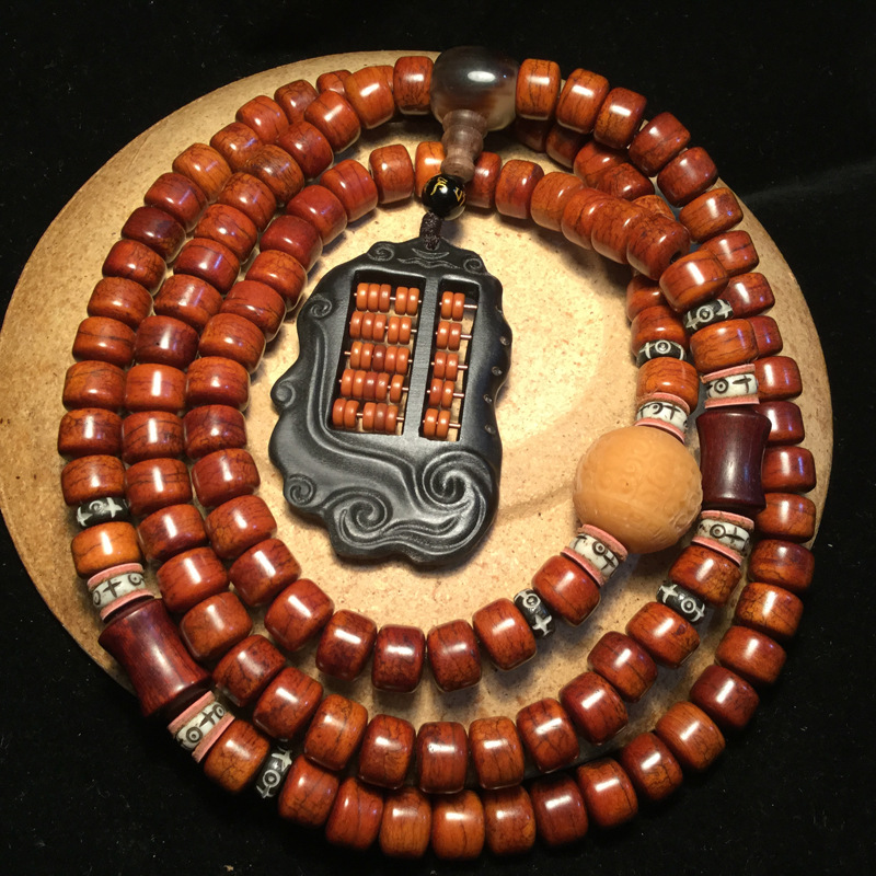 天然藏式老骆驼骨108颗手串做旧骆驼骨炸纹牛骨原创复古文玩手串