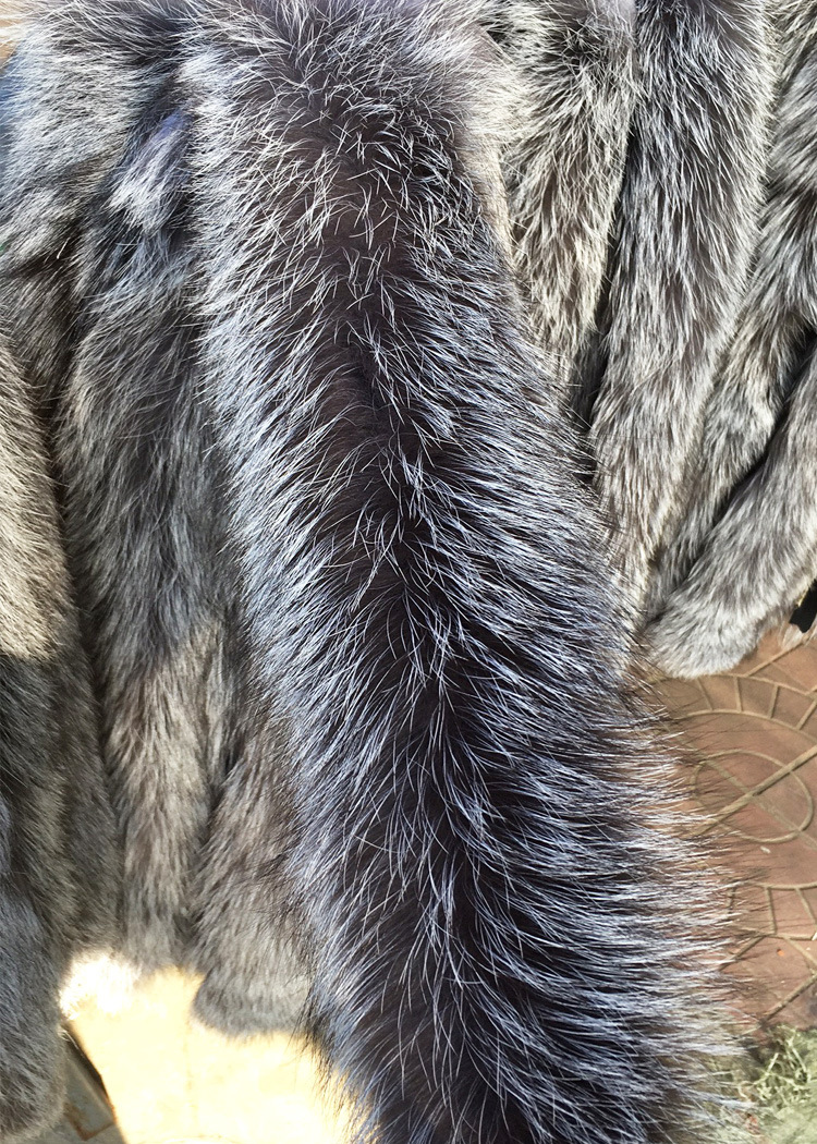 订做服装通用本色玄狐毛条子自然色整皮银狐帽条真皮毛领源头工厂