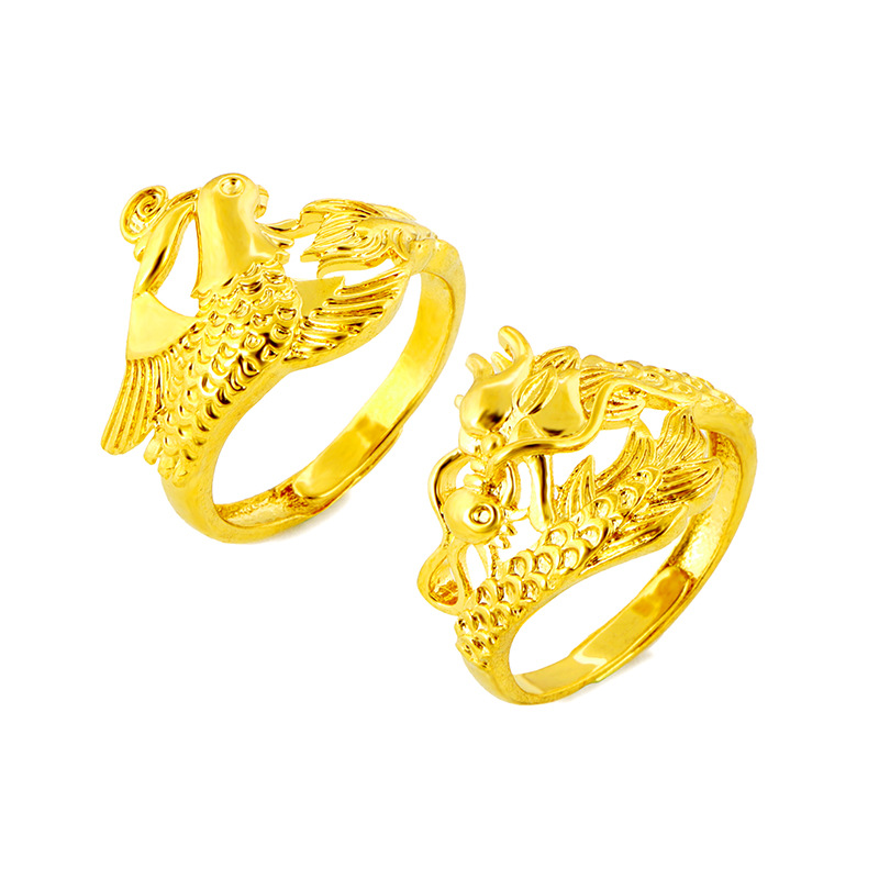 jykjz0116新款婚庆沙金龙凤情侣对戒tzf