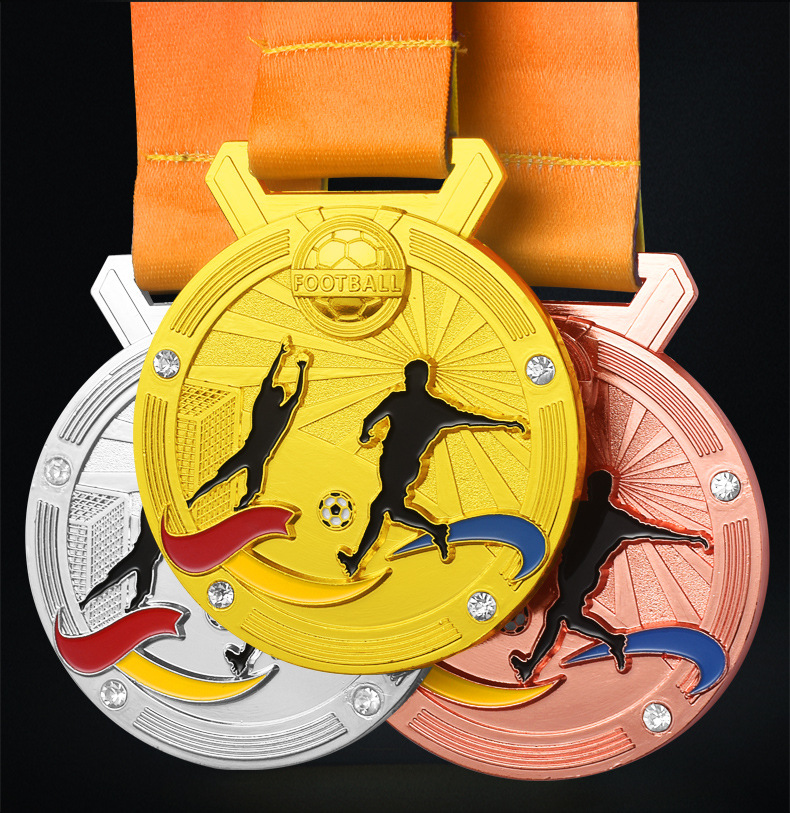 原创设计大业品牌足球奖牌定制金属挂牌儿童比赛创意冠军奖章定做