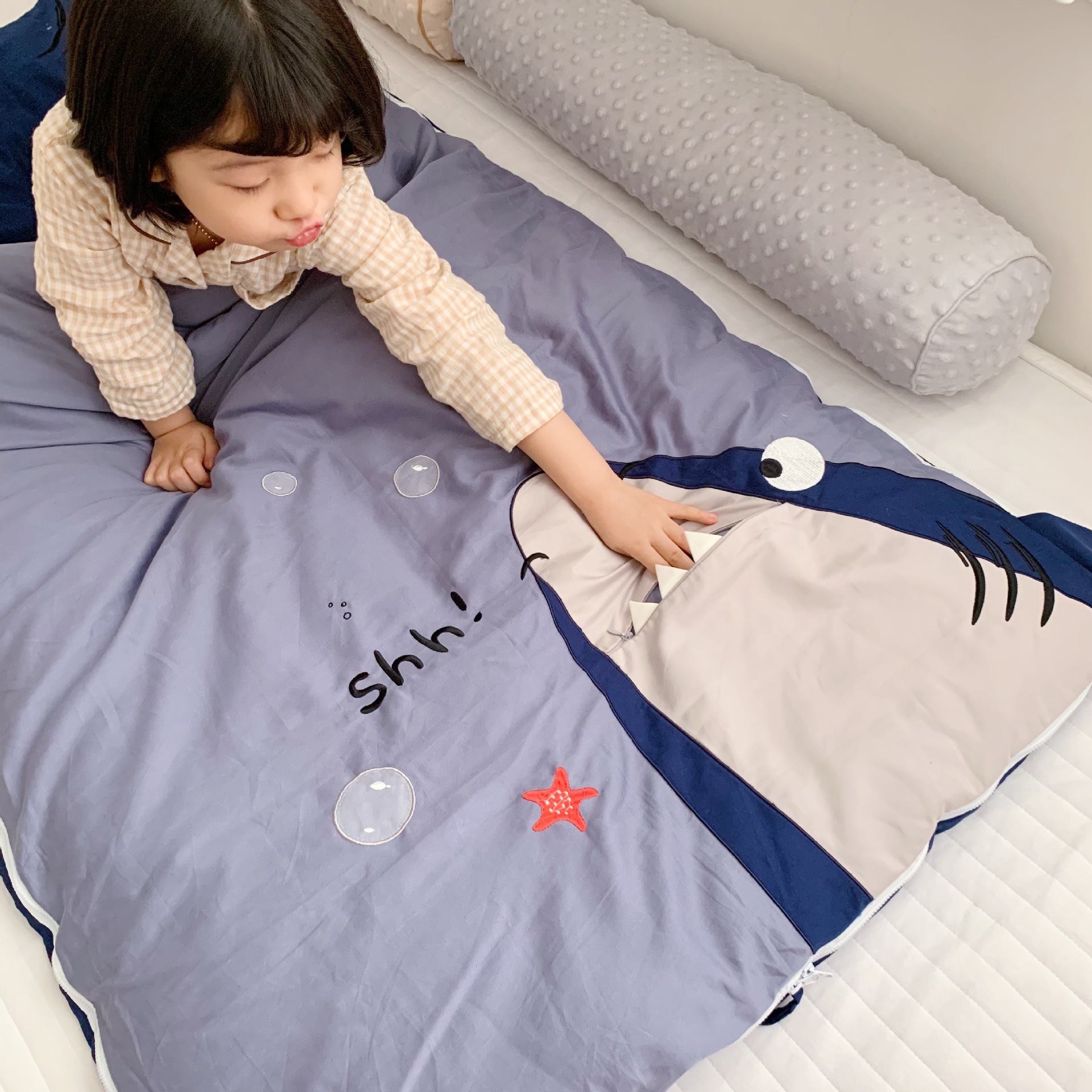 一件代发批发代理卡通贡缎纯棉全棉磨毛儿童宝宝婴幼儿睡袋防踢被