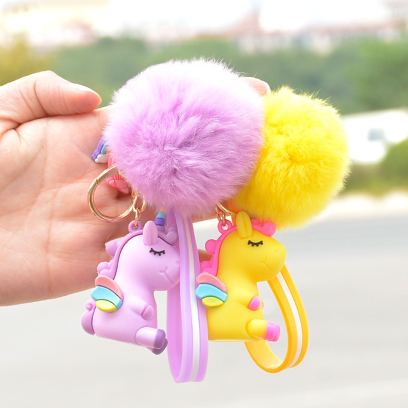 Autumn and Winter Cute Unicorn Plush Cartoon Doll Keychain Student Bag Key Ornament Creative Gifts Wholesale