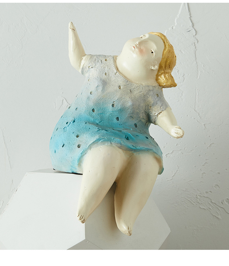 北欧ins胖头娃娃树脂装饰品摆件家居饰品电视柜客厅设计师款摆设