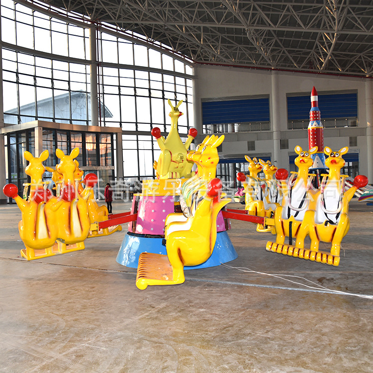 新款袋鼠弹跳机户外亲子旋转升降游乐设备公园广场摆摊袋鼠跳设备-阿