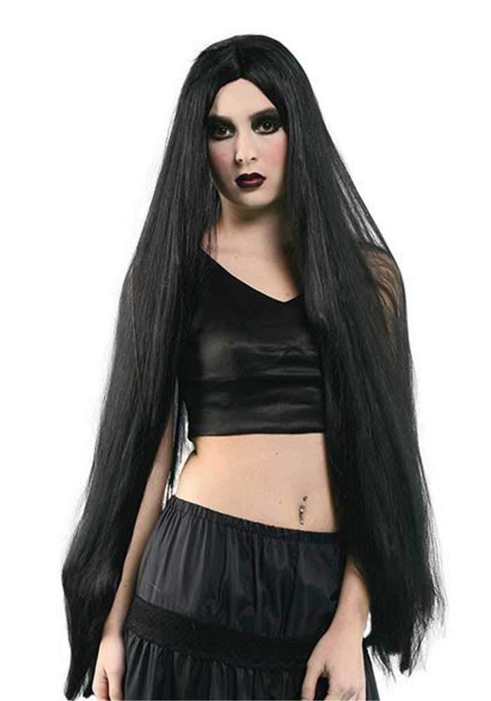 外贸热销欧美假发女 中分长直发黑色1米假发 合成纤维高温丝假毛