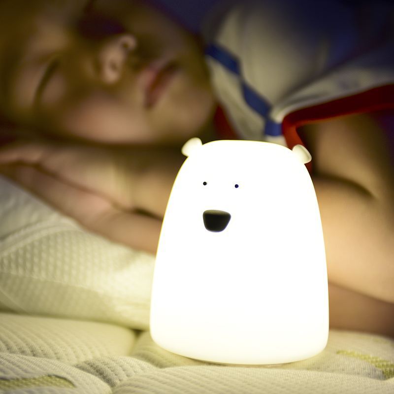 Creative Colorful Color-Changing Little White Bear Silicone Light Battery Children's Bedroom Bedside Racket Small Night Lamp