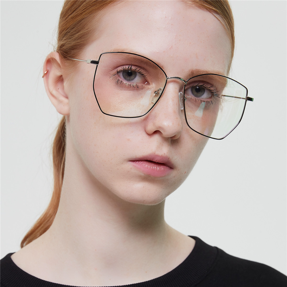 s1974大框架金属平光镜女 复古多边形菱形可做近视架眼镜男 韩版