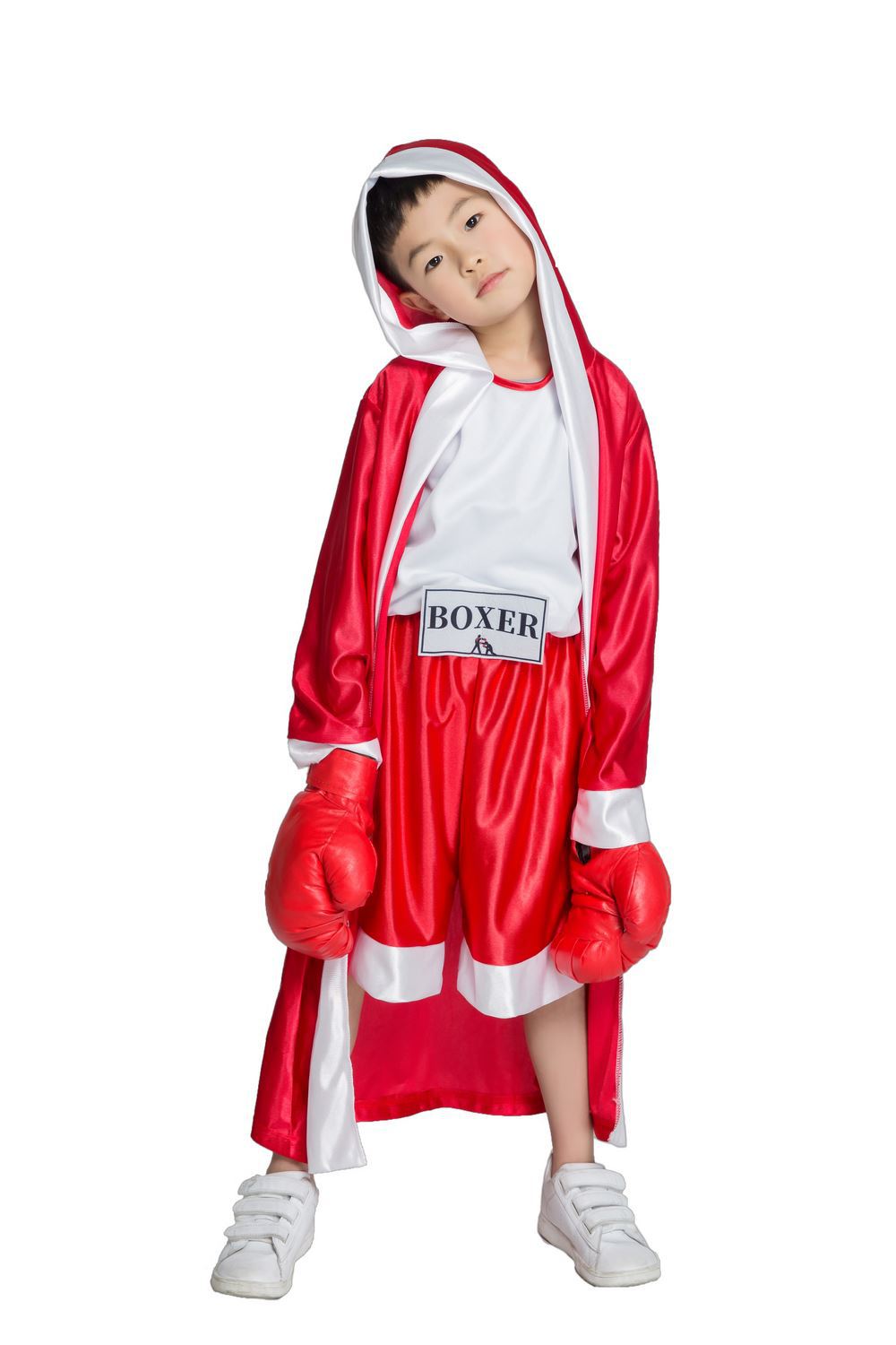 万圣节服装两色儿童运动服 红蓝拳击手 儿童拳击比赛服装摄影服装