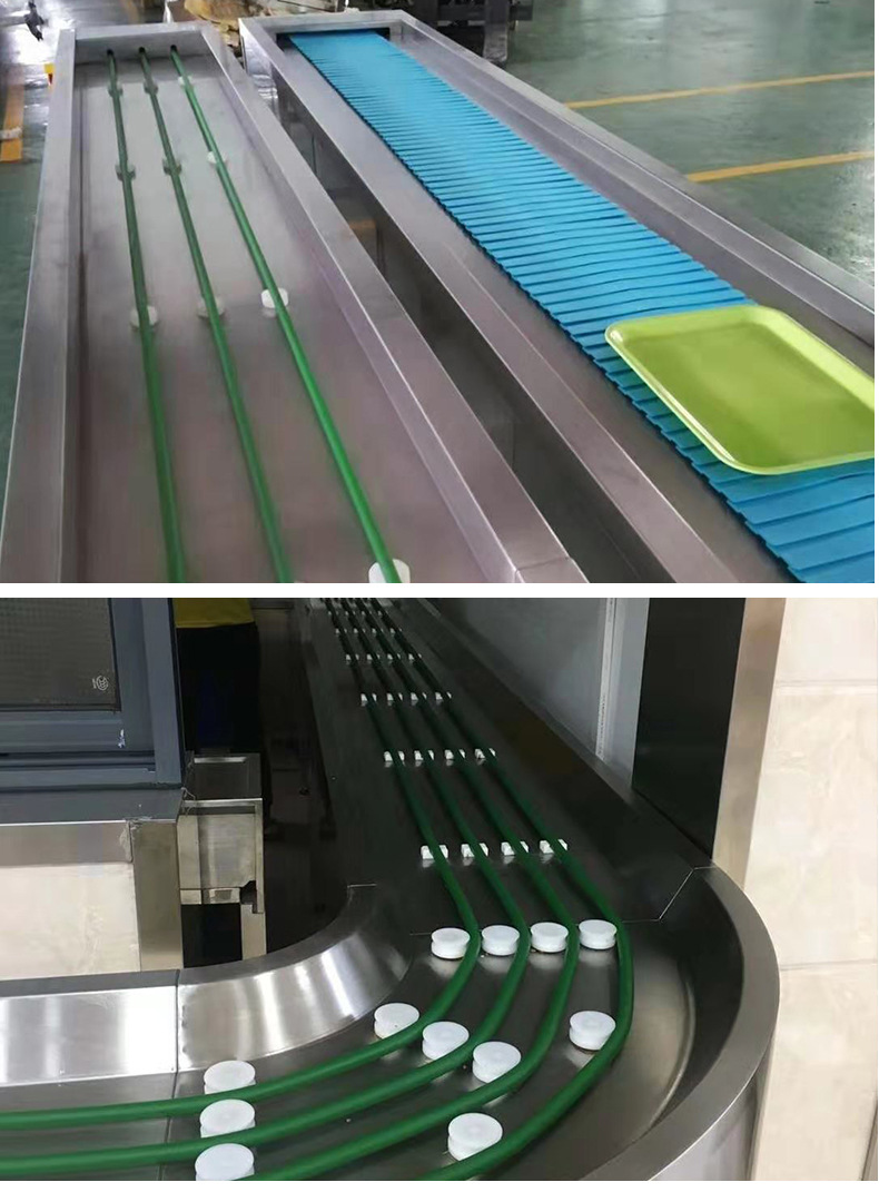 上海输送机械厂家直销价格餐盘回收输送机定制转弯链板餐盘回收线