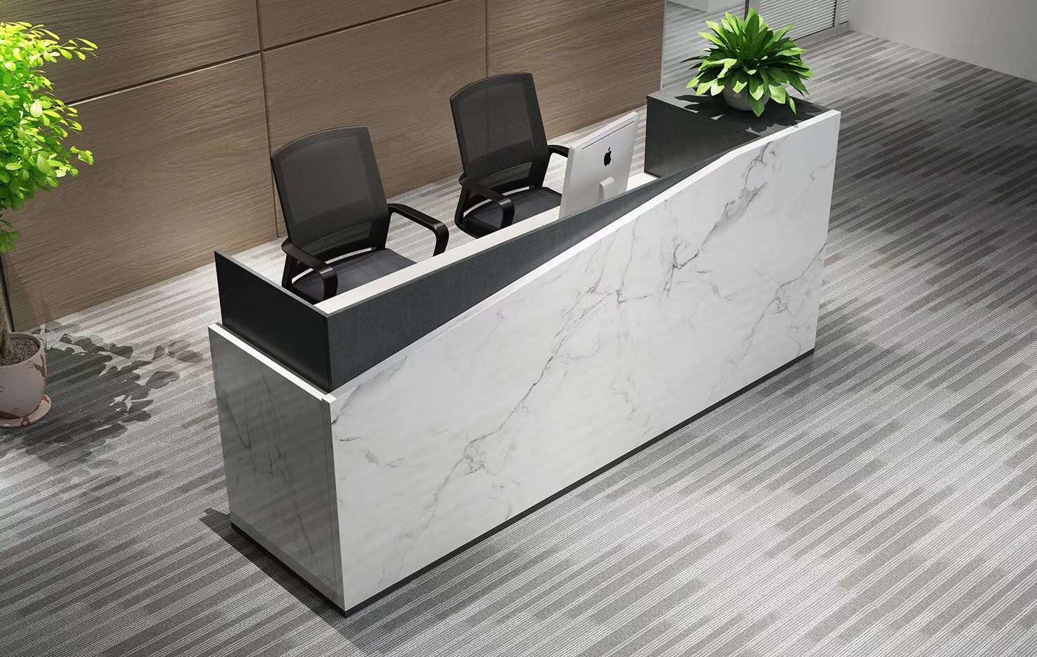 厂家直销公司前台桌吧台仿大理石收银台服装店接待台简约板式前台