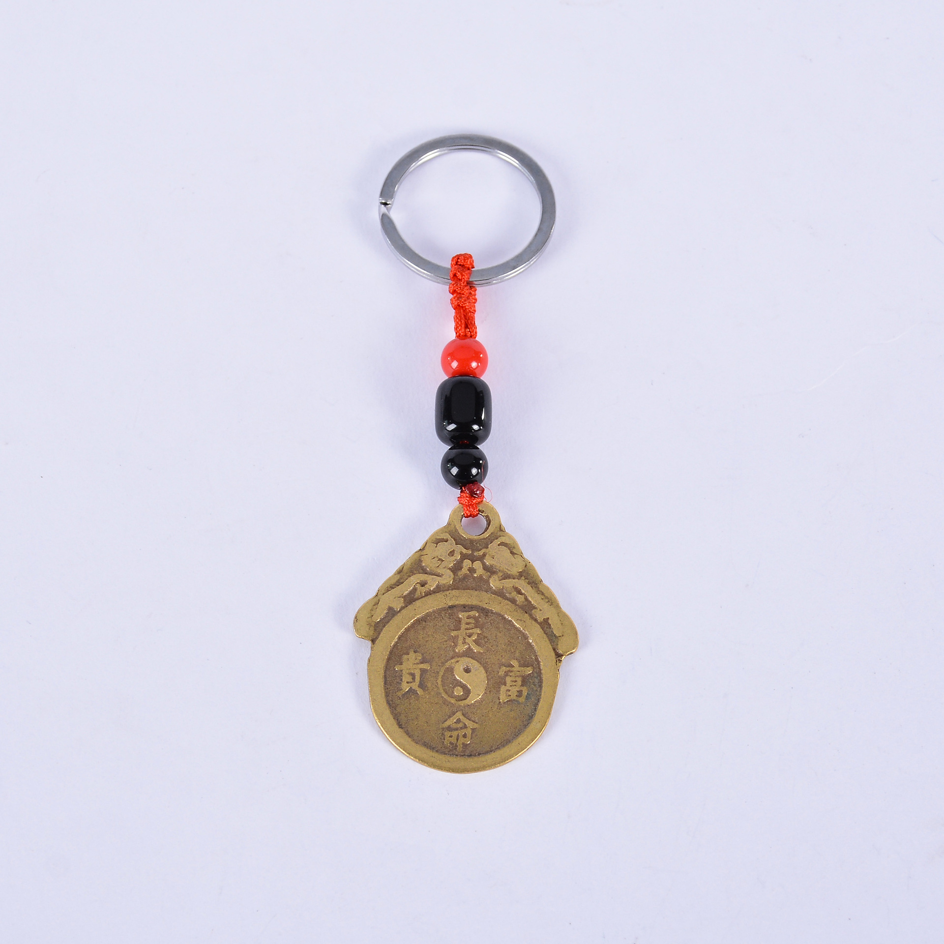 Copper Amitabha Long Life and Prosperity Keychain Copper Coin Ornaments Qing Dynasty Five Emperors' Coins Automobile Hanging Ornament