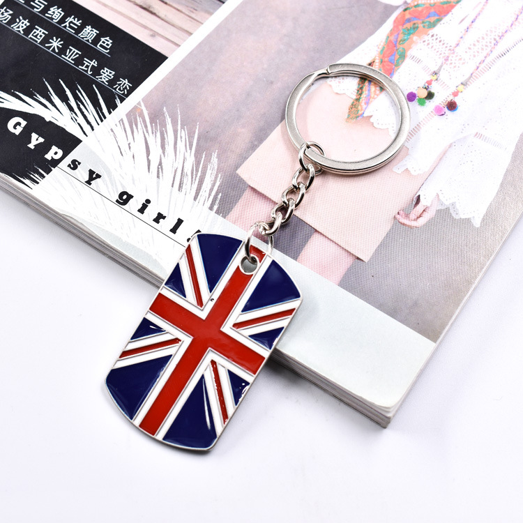 Simple Fashion British Keychain Supply Rice-Shaped Zinc Alloy Electroplating Dripping Keychain Pendant