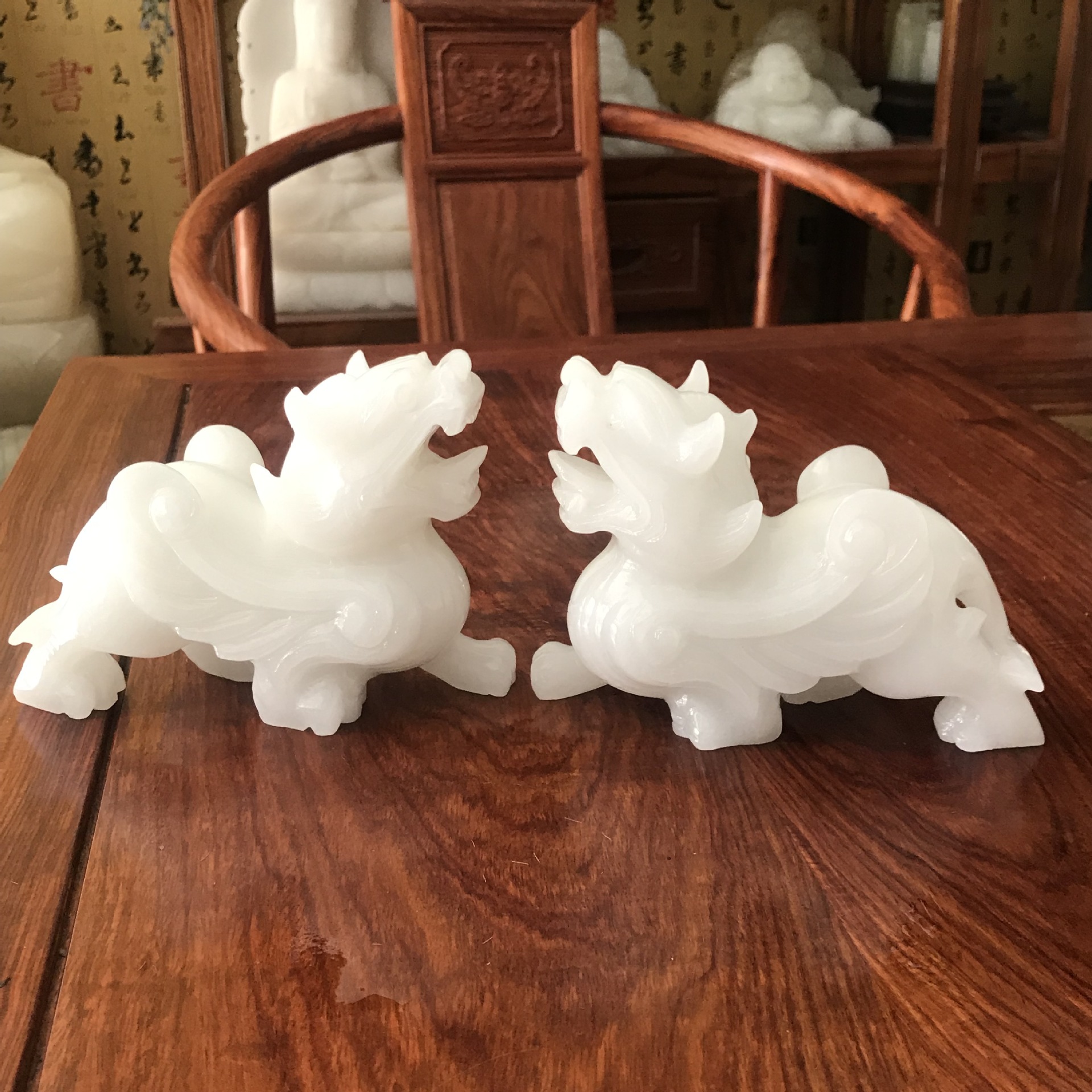 阿富汗玉飞天貔貅摆件带翅膀貔貅玉石大号工艺品摆设