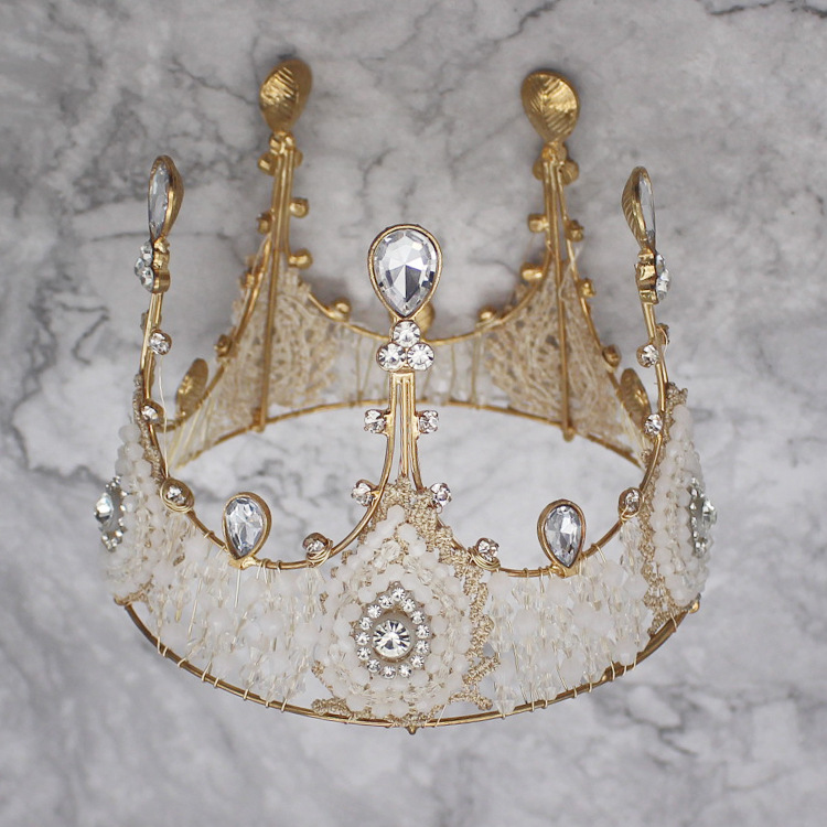 烘培蛋糕皇冠摆件生日头饰新娘头戴珍珠闪亮