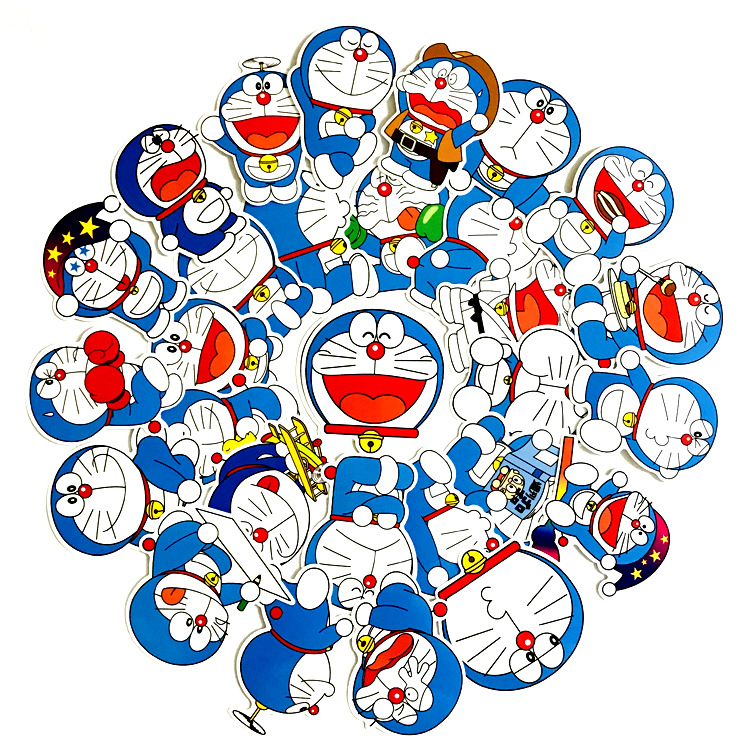 60张哆啦a梦机器猫贴纸可爱表情贴卡通涂鸦贴纸手机平板电脑贴纸