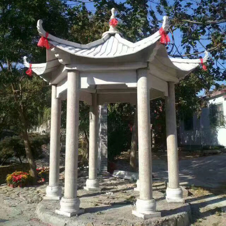 厂家直销墓地专用亭子 单层六角 山顶石头亭子 农村墓祠堂石大门