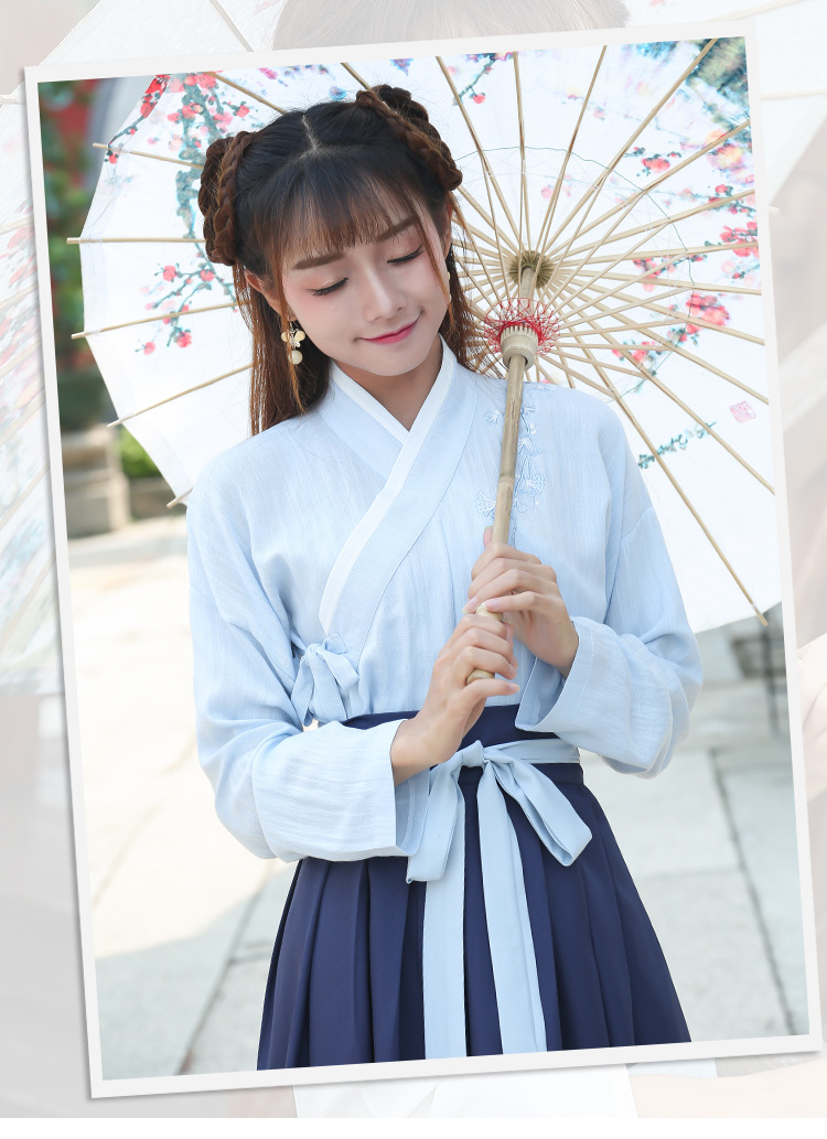 改良汉服女学生古装班服长款花仙女襦裙秋夏款汉元素中国风寄明月