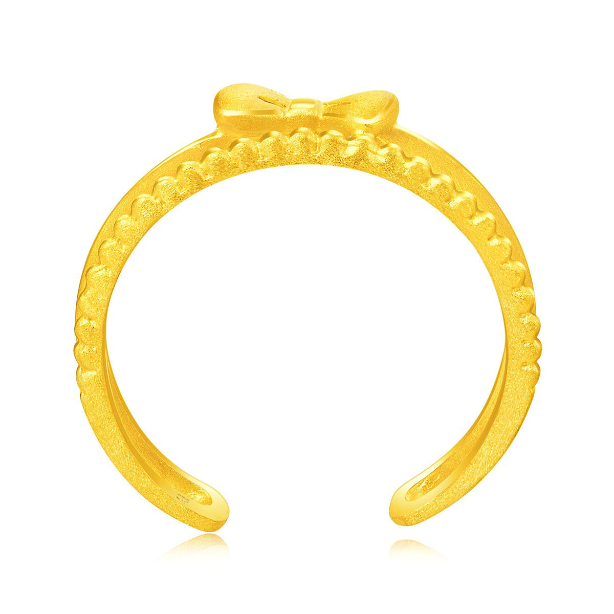 3d硬金仿黄金蝴蝶结双层可爱戒指环女款尾戒送礼时尚镀金首饰品