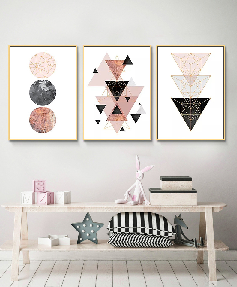 喷绘高清挂画艺术北欧风无框数字几何抽象图形画芯书房简约装饰画