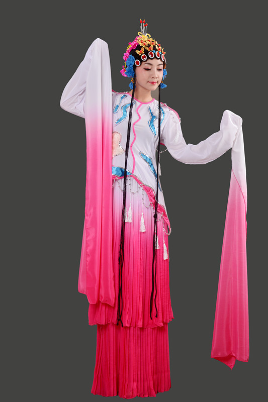 新款成人古装戏曲服饰古典长袖水袖戏服演出服花旦京剧表演服