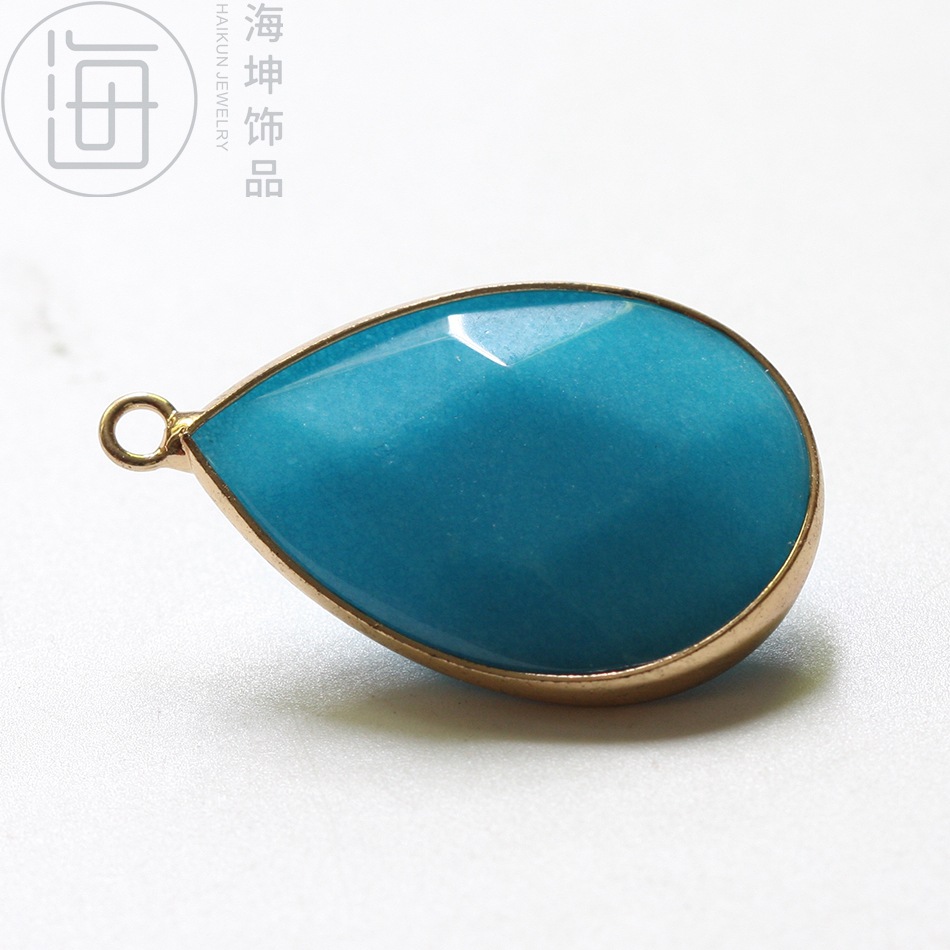 天然玛瑙 刻面水滴 单吊 挂件 耳环 欧美风diy配件半宝石厂家直销