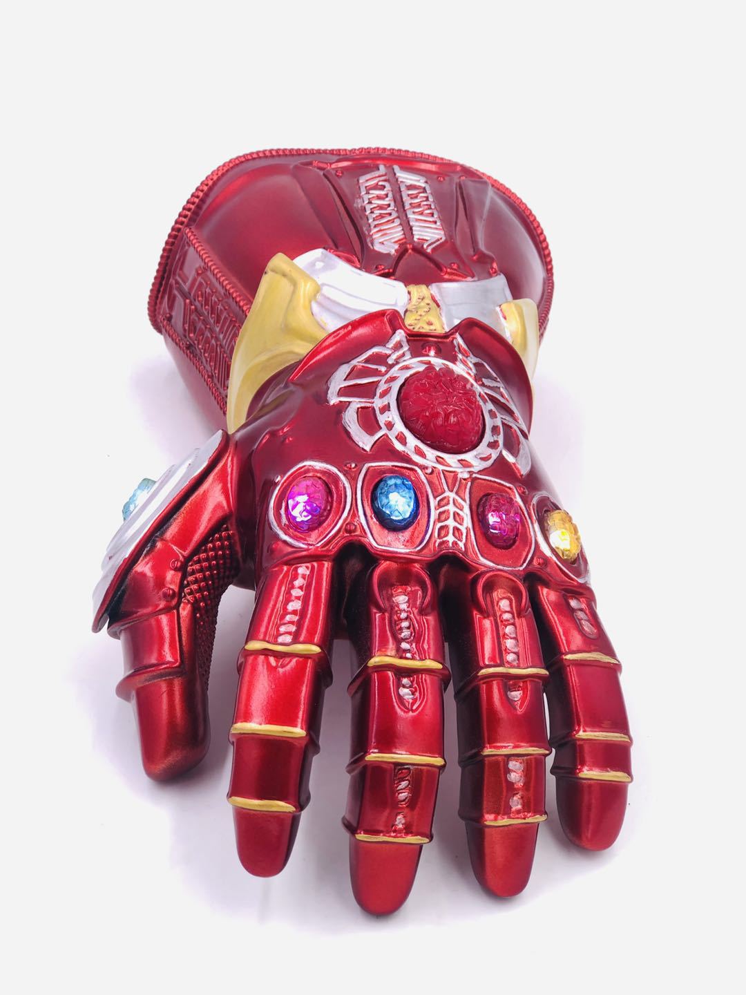 动漫漫威周边复联4pvc灭霸发光手套thanos无限战争手套红色带灯