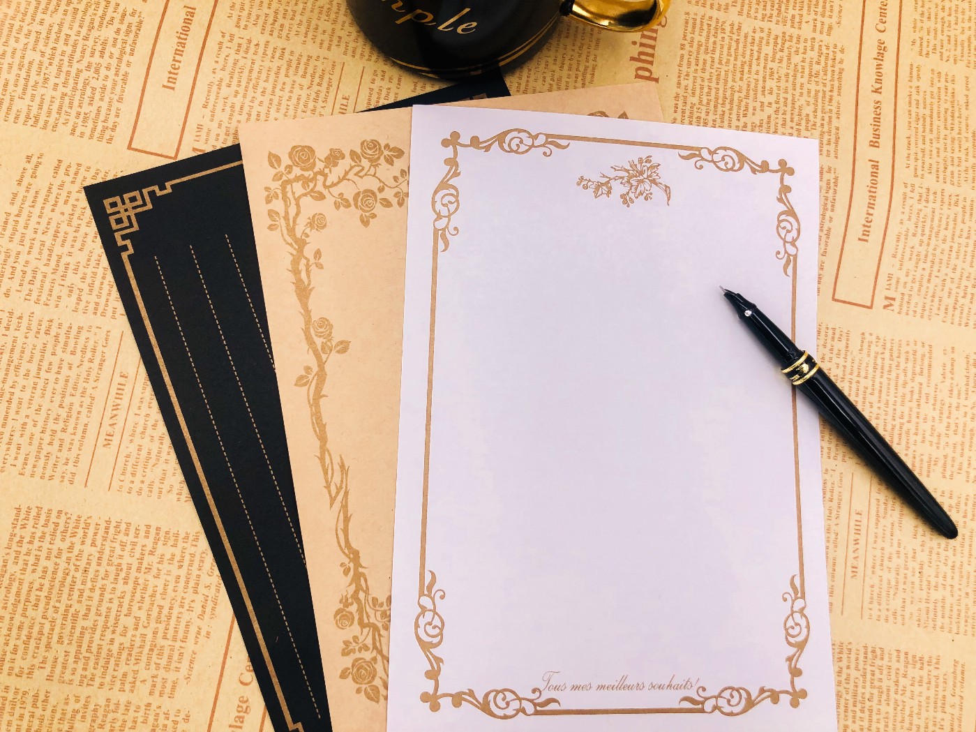 zakka新款杂货风信纸 一套8张图案 复古信笺 3种纸张 写信练书法