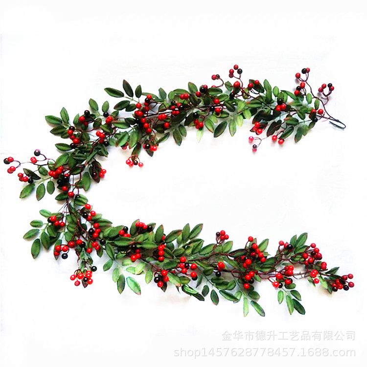 Cross-Border E-Commerce Manufacturers Supply Hotel Mall Scene Decoration Christmas Pendent Ornaments Chinese Hawthorn Leaf Rattan