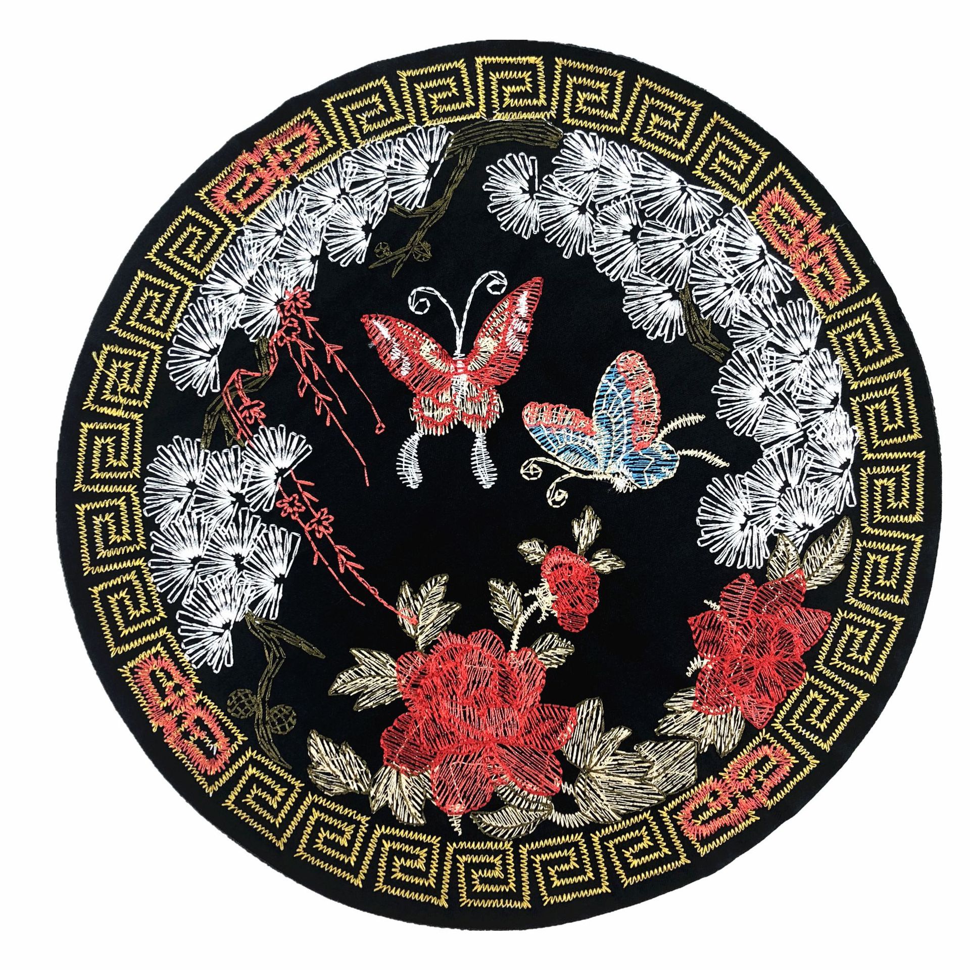 厂家直销 圆形民族风绣片 拉箱包包服装辅料 刺绣绣花 家纺工艺品