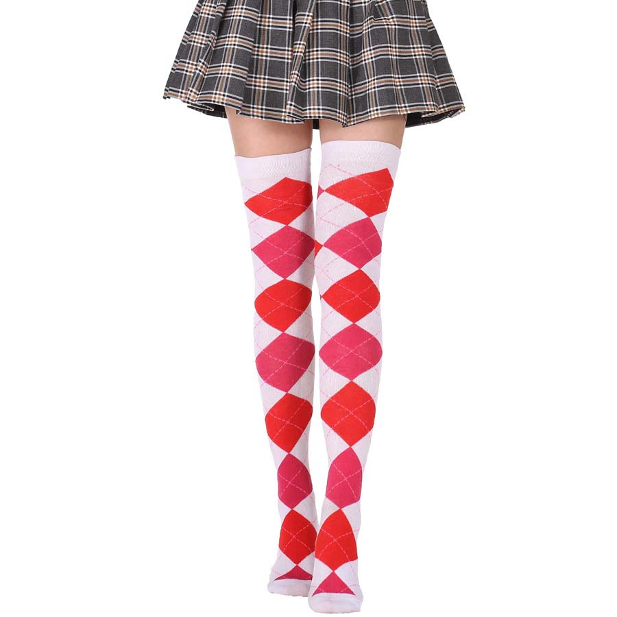 Socks European and American Style Diamond Plaid High Elasticity Overknee Long Boot Socks Ladies Wholesale