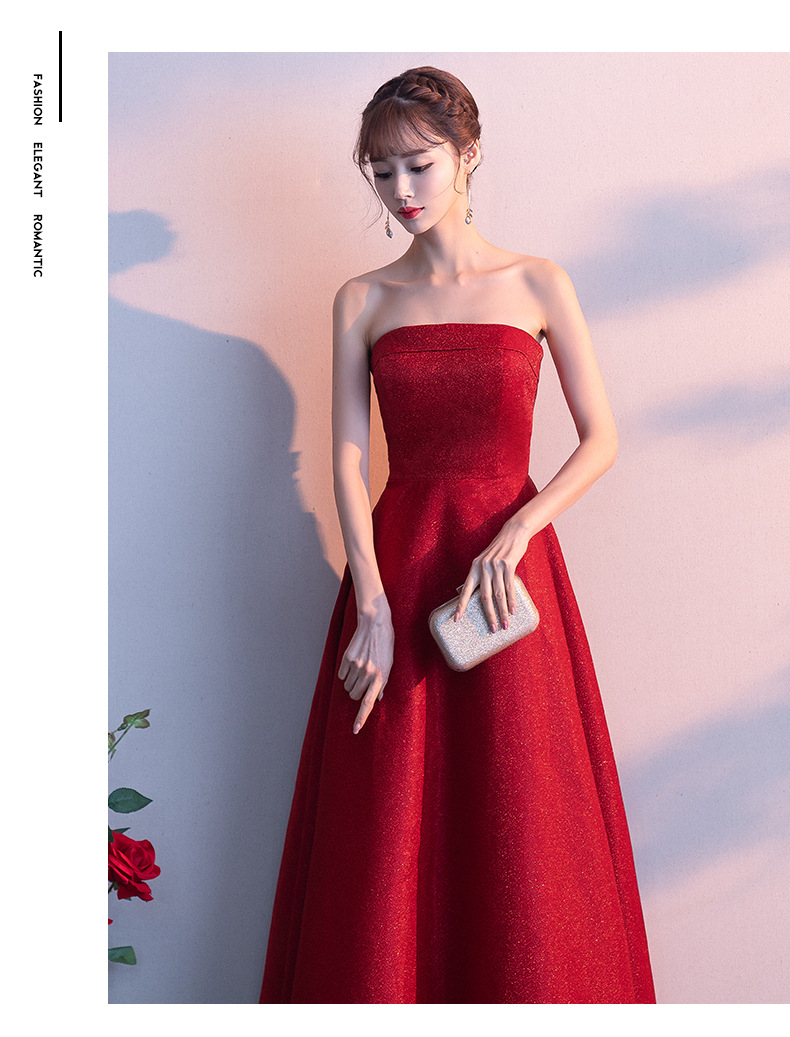 敬酒服新娘2022夏季款性感显瘦抹胸披肩长款结婚酒红色晚礼服裙女
