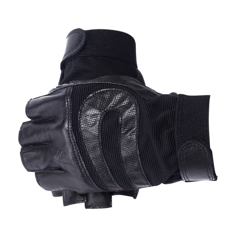 Half Finger Leather Gloves Men's Classic Half Finger Riding Gloves Outdoor Sports Fitness Non-Slip Casual Gloves