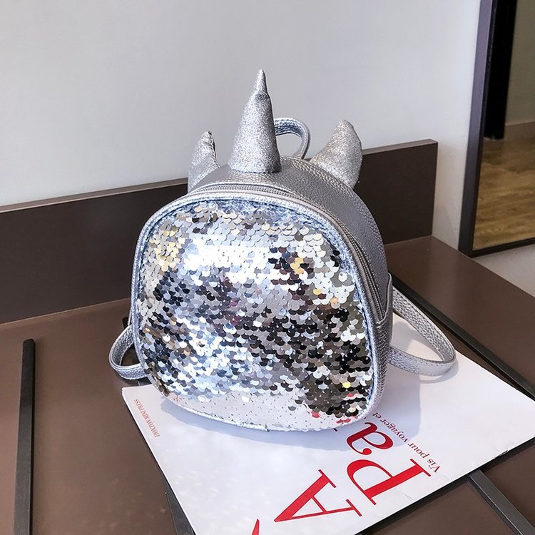 2022 Spring and Summer New Sequin Fashion Unicorn Schoolbag Mini Korean Style Children's Sequined Backpack Casual Women's Bag