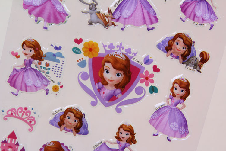 dis-bq小公主苏菲亚贴纸 水晶滴胶儿童贴画 可爱女孩索菲亚小粘贴