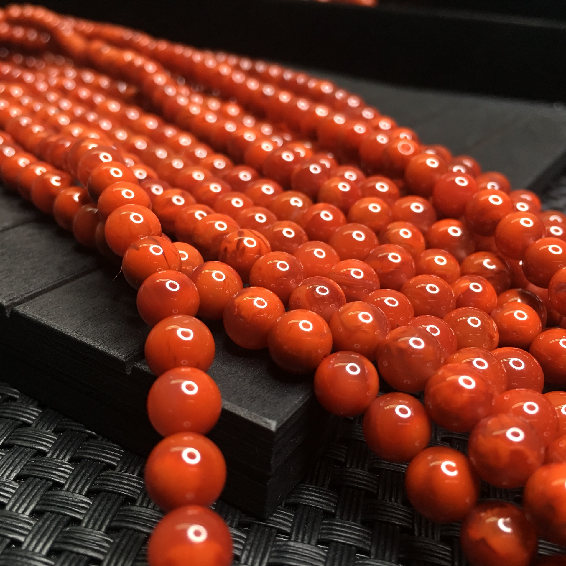 南红8mm佛珠长链南红火焰红佛珠108粒长链南红川料火焰108佛珠
