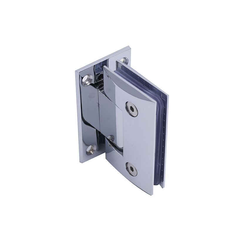 批发不锈钢弧面0°固定浴室夹双开铰链酒店淋浴房玻璃夹五金配件