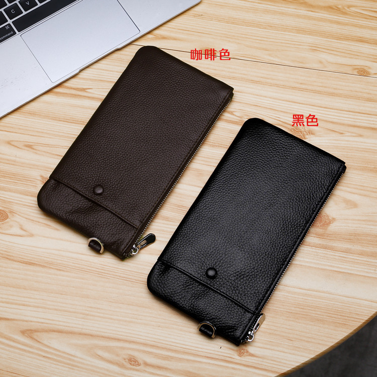 2019新款时尚手碗包真皮薄款多功能钱包男卡包头层牛皮手机包批发